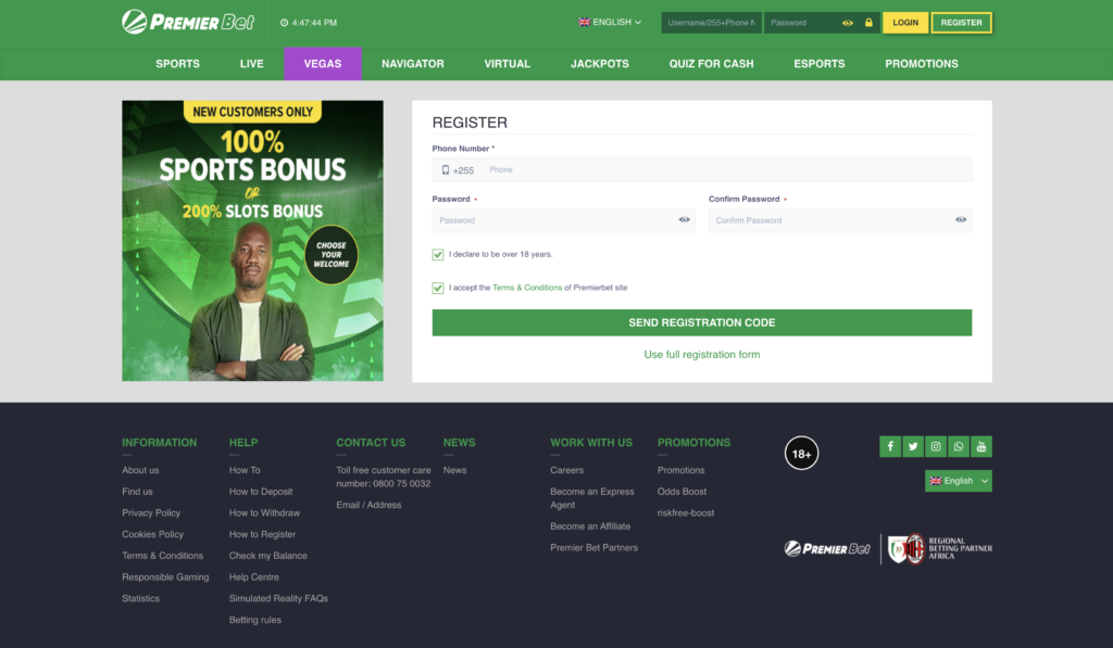 premierbet tanzania registration